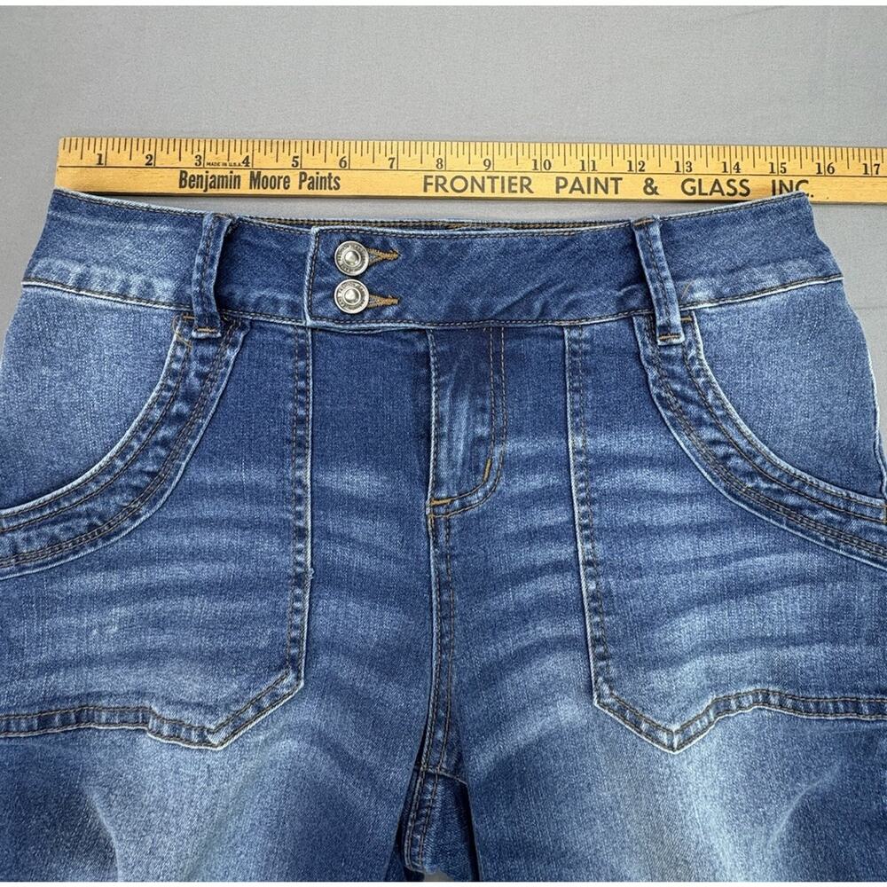 Flamingals Women’s Medium Medium Rise Wide Leg Baggy Jeans Stretch Denim Blue - Picture 4 of 8